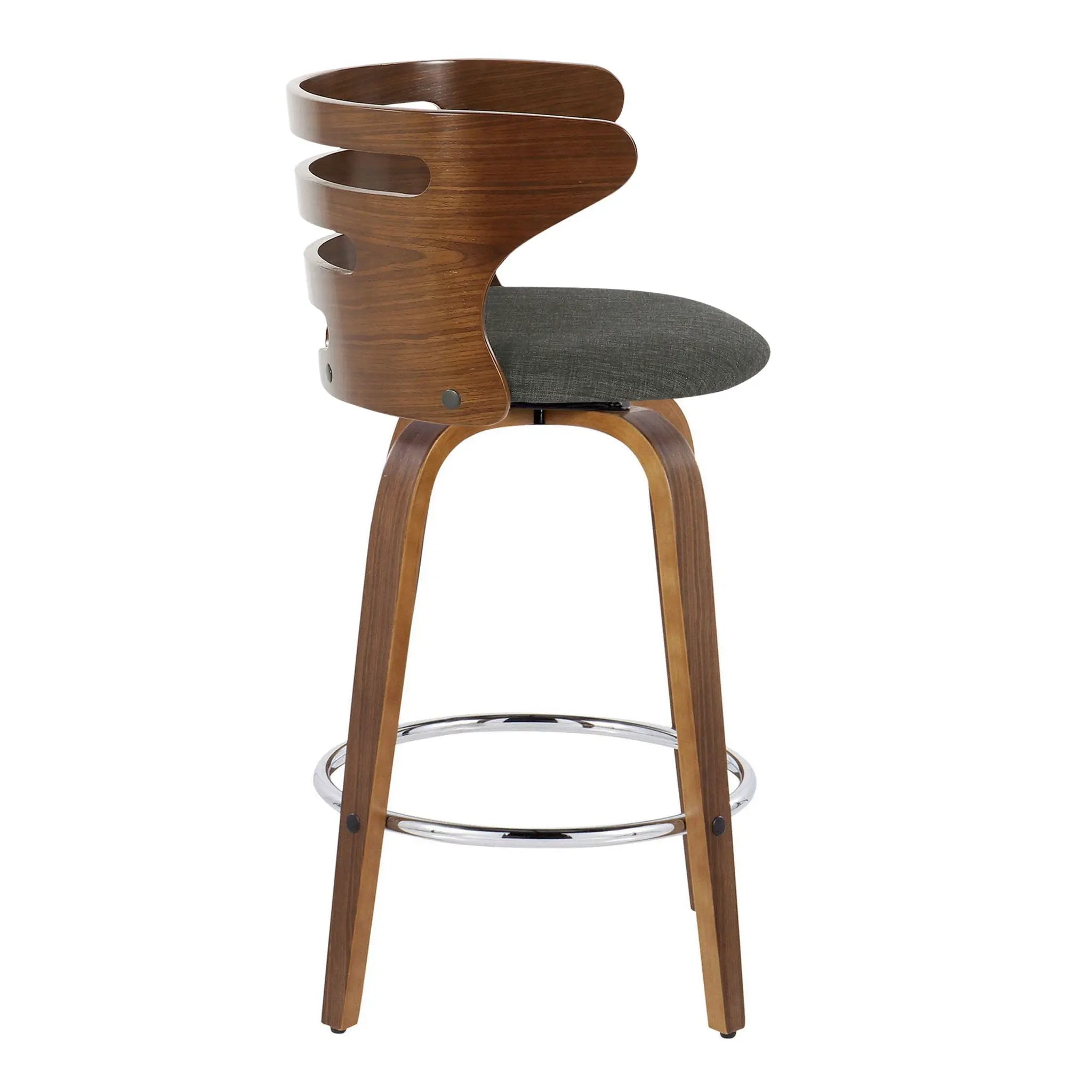 Cosini - Mid Century Modern Fixed Height Barstool With Swivel With Round Footrest (Set of 2) by HouseOfZazla