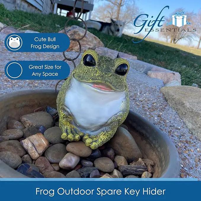 Stocky Frog Decorative Garden Statue and Key Hider - Hides a Secret Extra Hidden Key Outside in Garden, Yard or Porch by GreenHaven Gardens