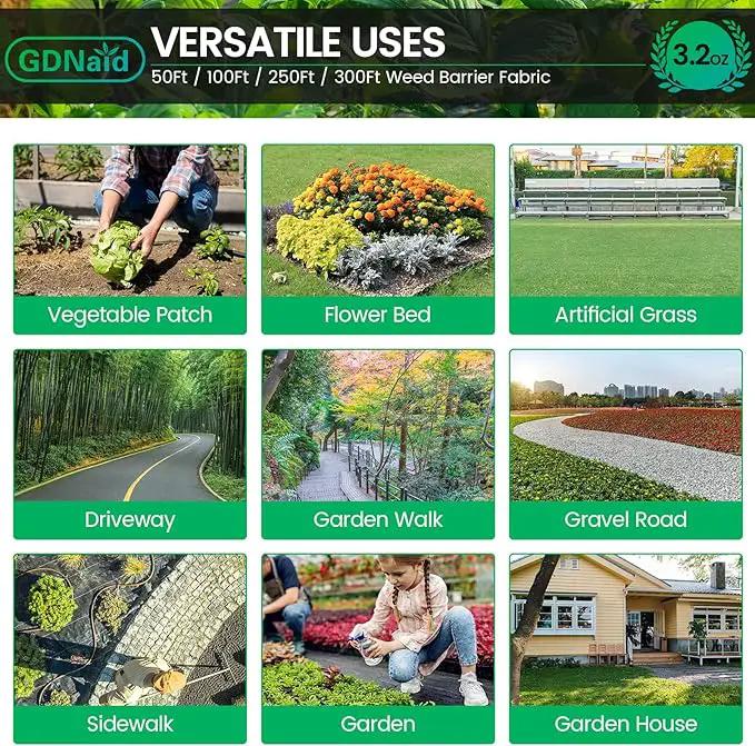 4ftx100ft Weed Barrier Landscape Fabric Heavy Duty, 3.2oz Weed Barrier Fabric, Easy Setup Woven Garden Weed Fabric Landscaping Fabric by GreenHaven Gardens