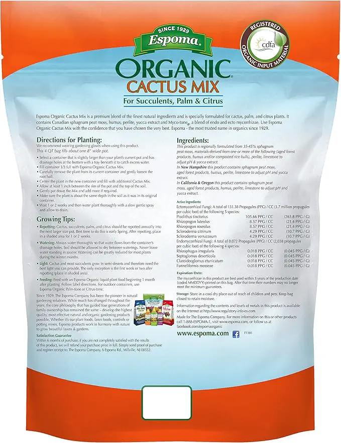 Espoma Organic Cactus Potting Soil Mix, Natural & Organic Soil for Cactus, Succulent, Palm, and Citrus Grown in containers Both Indoors and Outdoors, 8 qt, Pack of 2 by GreenHaven Gardens