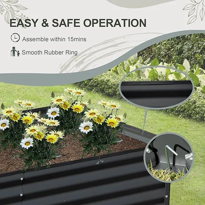 Domi Raised Garden Beds Outdoor, 6x3x2ft Thickening Tall Metal Rectangular Deep Root Box Planter for Vegetables, Flowers, Herbs, and Succulents 2" Deep w/ 256 Gallon Capacity - Dark Gray by GreenHaven Gardens