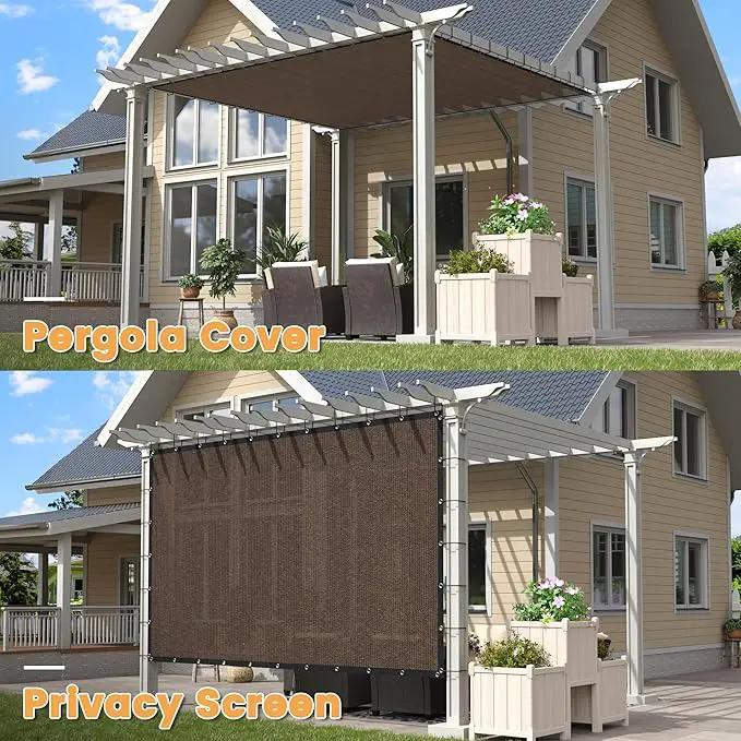 VICLLAX Shade Fabric Sun Shade Cloth with Every 2 FT Grommets for Patio Garden Pergola Cover Canopy 3x12 FT, Mocha by GreenHaven Gardens