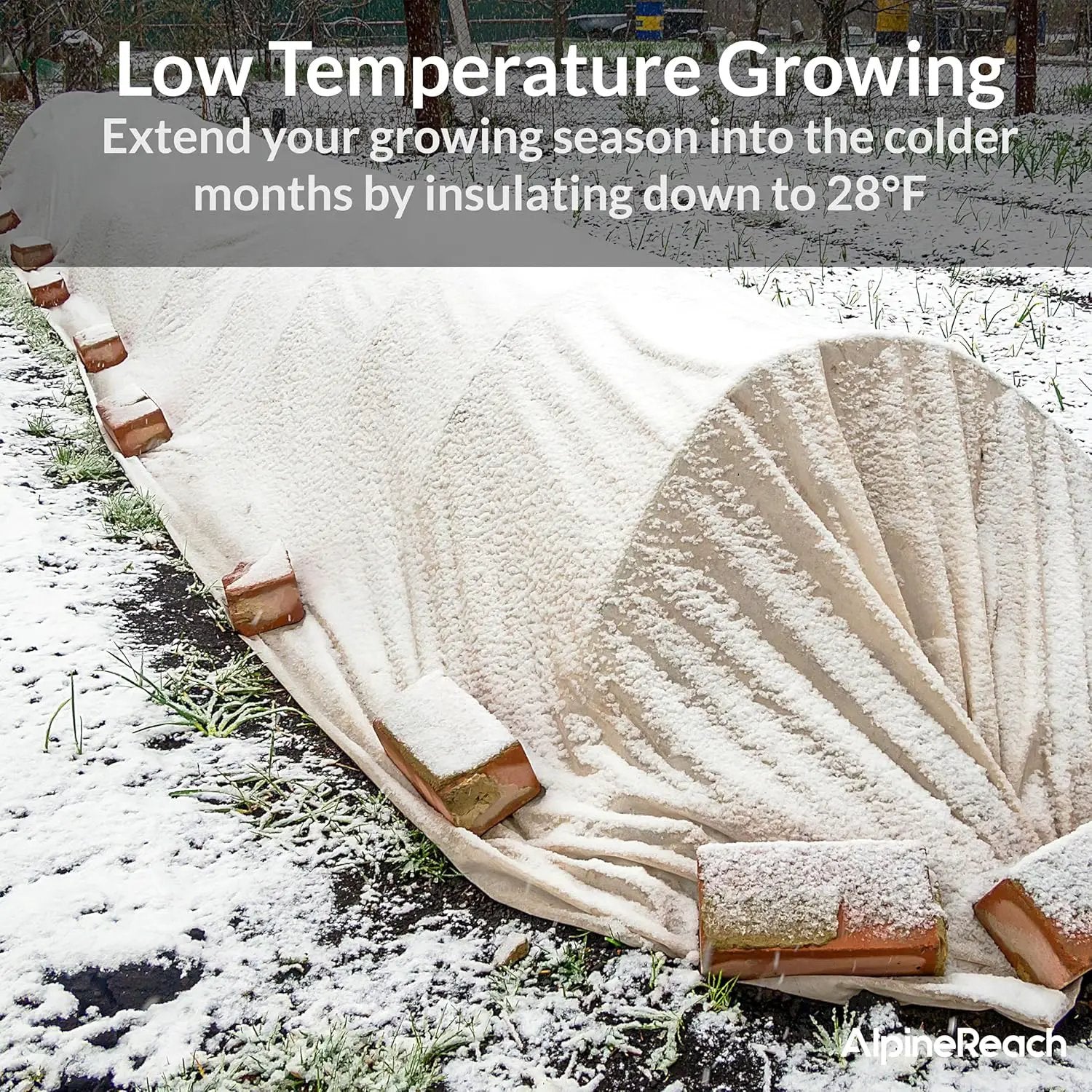AlpineReach Plant Covers Frost & Sun Protection 10 x 50 ft - Thick 1.2 oz/yd² Freeze Blanket to Low 28 °F Temperatures Floating Row, Garden Fabric Material, Protect in Winter Cold, Gardening Down by GreenHaven Gardens