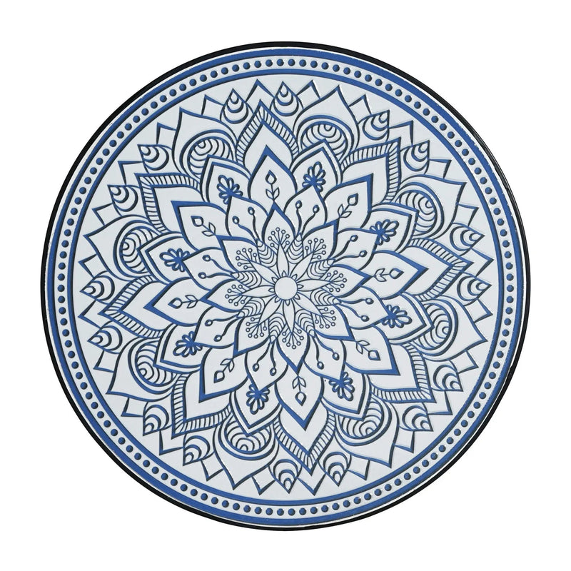 Outdoor Round Side Table With Mosaic Style Top And Curved Iron Legs by HouseOfZazla