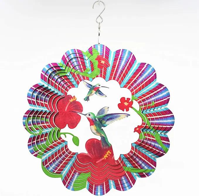 Hummingbird Wind Spinner Metal Garden Decor Outdoor 3D Stainless Steel Sculptures Kinetic Hanging Whirligigs Yard Art Decorations Backyard Indoor Patio Lawn Ornaments Clearance Sun Catcher Windmill by GreenHaven Gardens