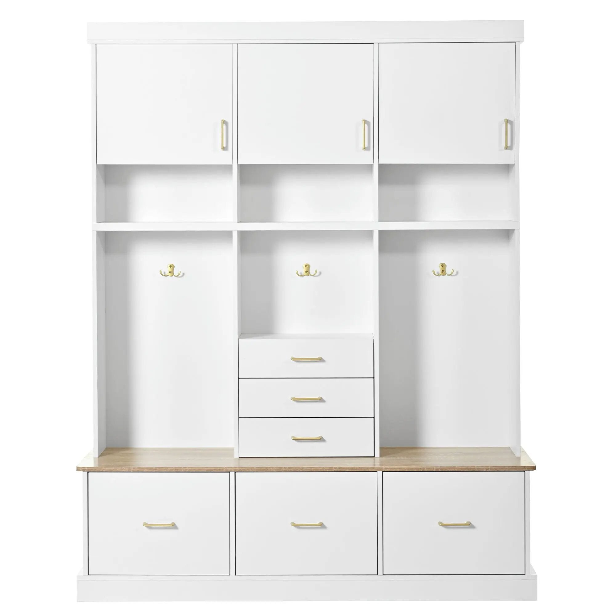 Entryway Hall Tree With Bench And Storage, 5 In 1 Coat Rack by Unique Piece Furniture