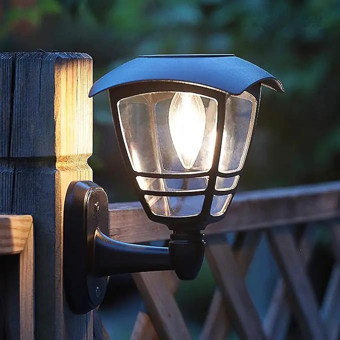 MAGGIFT 2 Pack Solar Powered Wall Lantern, Outdoor 10 Lumen LED Edison Bulb Solar Warm White Lights Wall Sconce with No Wiring Required,Fixture with Wall Mount Kit by GreenHaven Gardens