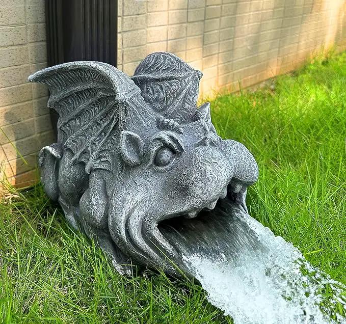Gothic Gargoyle Statue Decor, Gutter Downspout Splash Block & Diverter, Lifelike Garden Rain Downspout Diverter, 3"x4" Decorative Gutter Extension, Outdoor Gargoyle Statues, Unique Home Accent by GreenHaven Gardens