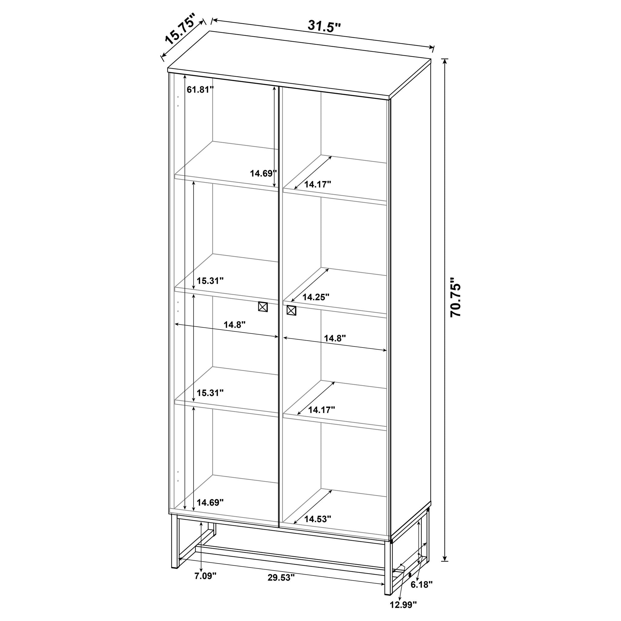 Gunderson - 8 Shelf Accent Cabinet - Oak by HouseOfZazla
