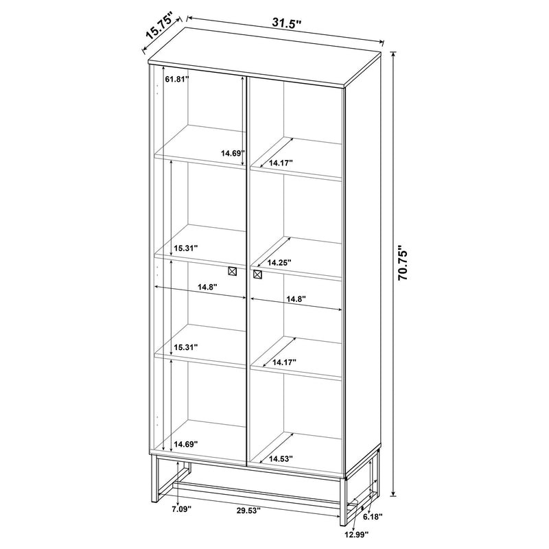 Gunderson - 8 Shelf Accent Cabinet - Oak by HouseOfZazla