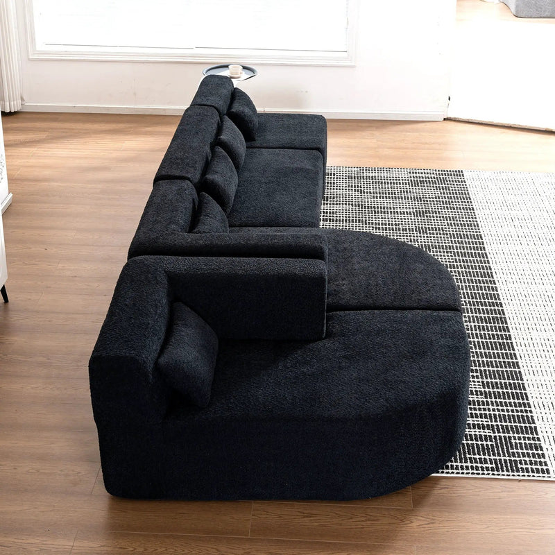 Upholstered Sofa Free Combined Sofa Couch With 2 Chaise Lounge And Five Back Pillows For Living Room by HouseOfZazla