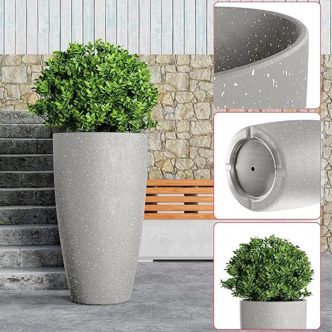 QCQHDU 21 inch Tall Planters for Indoor & Outdoor Plants, 2 Pack Sturdy Plant-Flower-Tree Pots for Front Porch Patio Deck Living Room Decor by GreenHaven Gardens