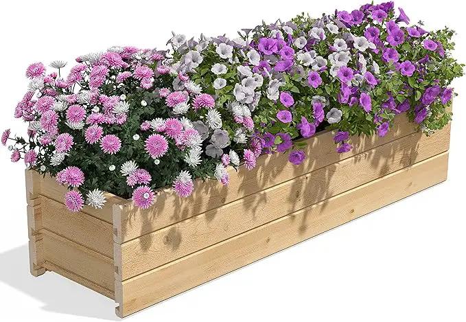Greenes Fence Cedar Wood Planter Box, 46" x 11" x 10" - Made in USA with North American Cedar by GreenHaven Gardens