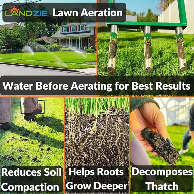 LANDZIE Lawn Aerator Replacement Tines - Set of 3 Hollow Tines for Aerator Lawn Tool - 3 Heavy Duty Stainless Steel Manual Lawn Aerator Add-on Hollow Tines for Compacted Soil - Manual Hand Coring Tool by GreenHaven Gardens