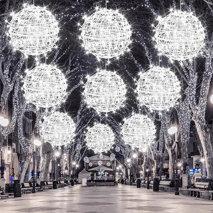 Christmas String Lights Outdoors,4 Pack 15.74" Sphere Lights,Ball Tree Garden Globe Lights for Home, Party, Christmas, Porch Patio,Wedding, Garden,Tree Decoration with Plug by GreenHaven Gardens