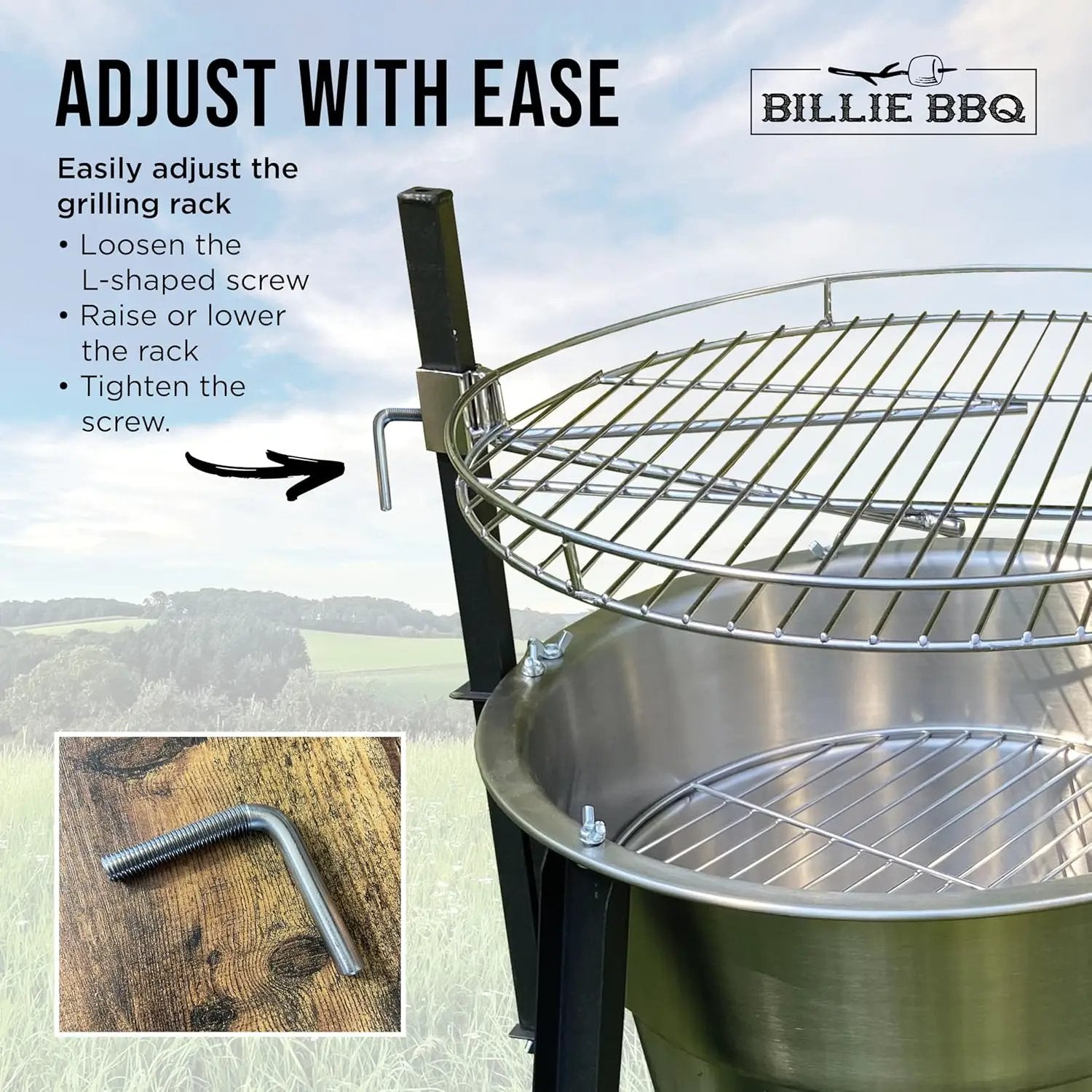 18-Inch Portable Campfire Pit & Grill - Stainless Steel Fire Pit with Raised Edge Grilling Rack by GreenHaven Gardens