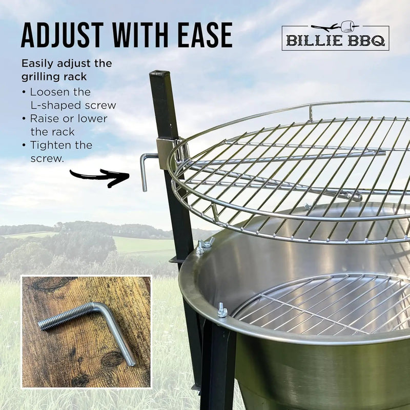 18-Inch Portable Campfire Pit & Grill - Stainless Steel Fire Pit with Raised Edge Grilling Rack by GreenHaven Gardens