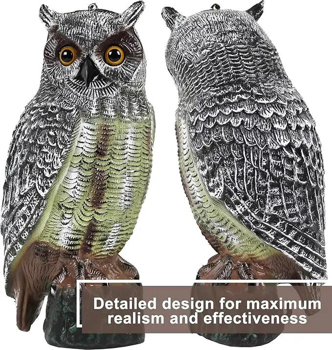 Galashield Owl Decoy | Plastic Owls to Scare Birds Away | Owl Statue for Garden & Outdoors 16.5" Tall by GreenHaven Gardens