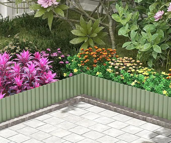 Metal Garden Edging Border, Corrugated Steel Landscaping, DIY for Lawn (Green, 6 Inch x 40FT) by GreenHaven Gardens