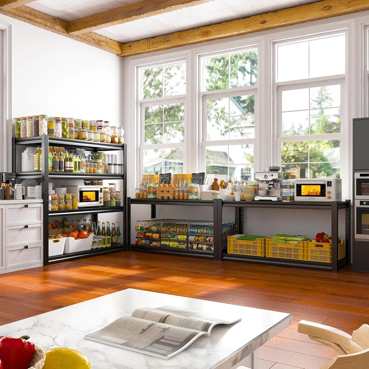 Raybee 40" W Garage Shelving Heavy Duty Storage Shelves 56.9" H Metal Shelving Heavy Duty Load 1600LBS Adjustable Metal Shelves for Storage for Pantry Kitchen 40" W x 19.1" D x 56.9" H 2 Pack by GreenHaven Gardens