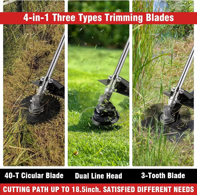 COOCHEER 58cc Gas Weed Eater, 4 in 1 String Trimmer 2-Cycle Gas Powered Brush Cutter Weed Wacker with 18.5’’ Cutting Path, Straight Shaft Weed Trimmer Grass Cutter for Yard, Lawn, Garden Care, Red by GreenHaven Gardens