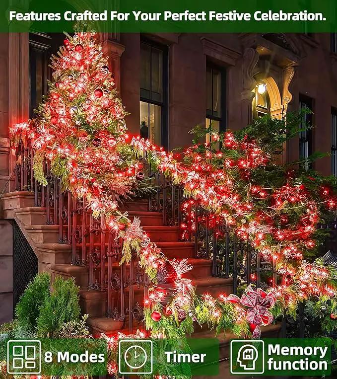 1500 LED 492FT Christmas Lights With Timer Memory - Green Wire String Lights for Indoor Outdoor Decorations, Christmas Tree, Party, Xmas, Wedding, Garden, Patio - Red by GreenHaven Gardens