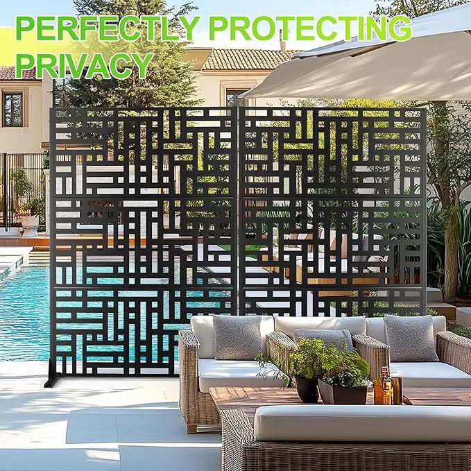 Outdoor Privacy Screen,72" H×47" W Metal Privacy Screen, Freestanding Privacy Fence Panels for Patio by GreenHaven Gardens