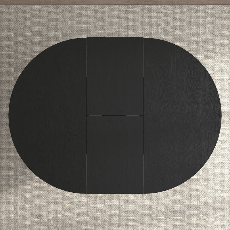 Dining Table For Farmhouse Kitchen Expandable Oval Table Top With Removable Leaf Trestle X Shaped Base - Black by HouseOfZazla