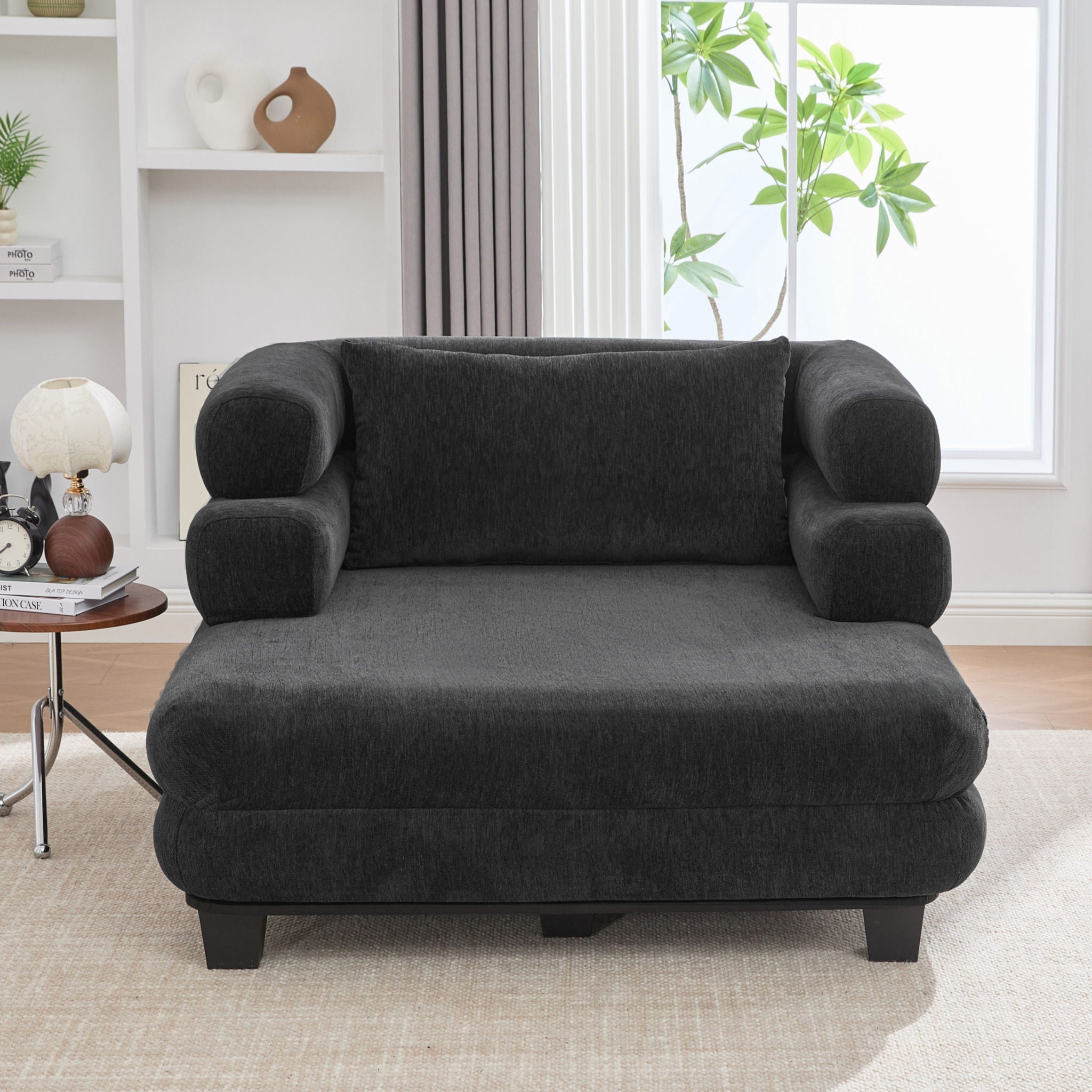 Oversized Chaise Lounge Sofa Bed with Deep Seat and Layered Armrests by HouseOfZazla