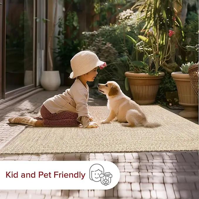 nuLOOM 2' x 3' Solid Hand Braided Indoor/Outdoor Area Rug, Pet-Friendly, High Traffic, Weather Resistant, for Patio, Balcony, Bedroom, Living Room, Dining Room, Wynn Tan by GreenHaven Gardens