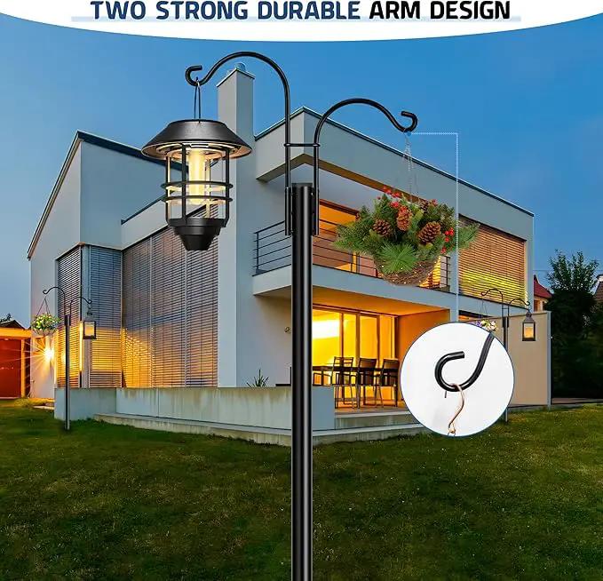 Ottsuls Bird Feeder Pole, 2 Pack 76 INCH Double Shepherds Hooks for Outdoor, Garden Pole with 5 Base Prongs Heavy Duty Planter Hooks for Hanging Plant Baskets, Lantern, Hummingbird Feeder by GreenHaven Gardens