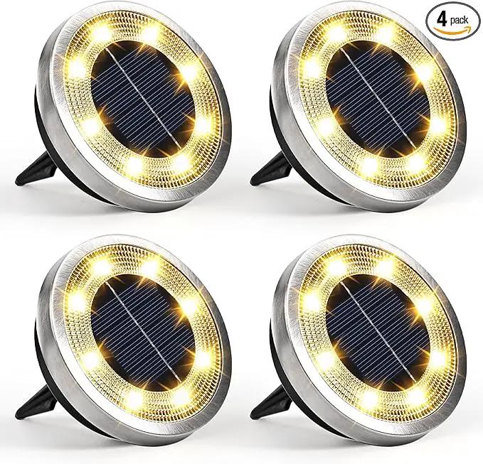 SOLPEX 4 Pack Solar Ground Lights Outdoor Waterproof, Solar Powered Pathway Lights, Landscape Lighting for Garden Walkway Driveway Backyard Decor (Warm White) by GreenHaven Gardens