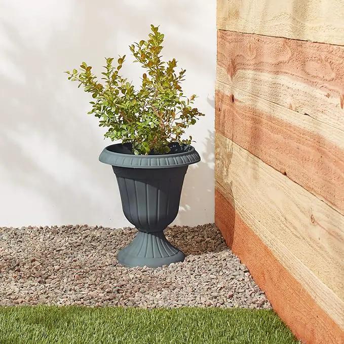 PL20GY Classic Traditional Plastic Urn Planter Indoor/Outdoor, 10" x 12", Gray by GreenHaven Gardens