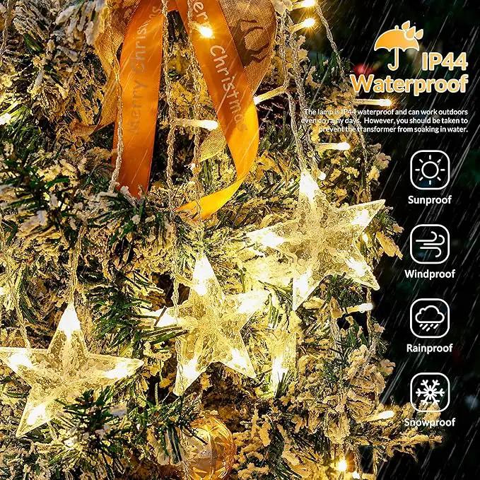 YOUNGAR Stars Icicle Lights, Stars Curtain Lights,11.5ft 118LED Hanging for Home Bedroom Ceiling, Warm White Lights Decor for Wall Indoor, Outdoor, Party, Garden Christmas by GreenHaven Gardens