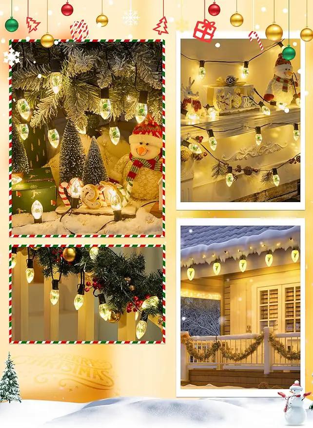 C9 LED Christmas Lights Outdoor, 25 Ft C9 String Lights with 20 Shatterproof LED Bulbs, 3 Light Mode, Connectable Waterproof Christmas Tree Lights for Outside Indoor Holiday Garden Decor, Warm White by GreenHaven Gardens