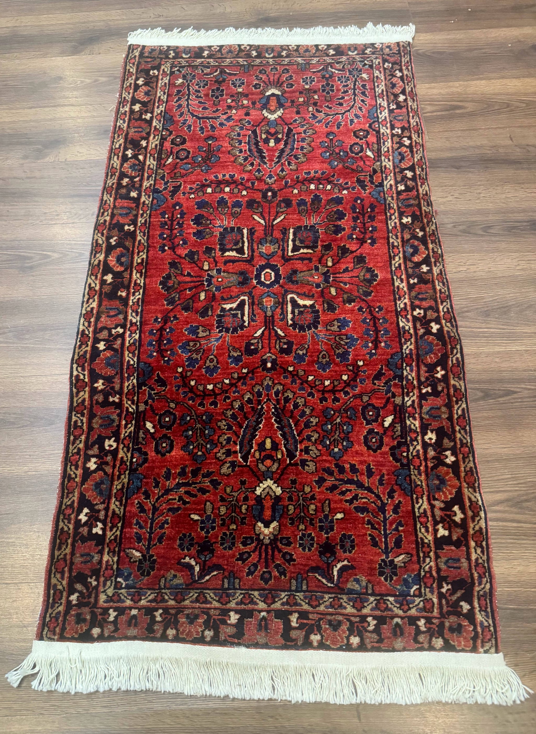 Small Red Persian Sarouk Rug 2.7 x 4.9, Floral, Antique by Jewel Rugs