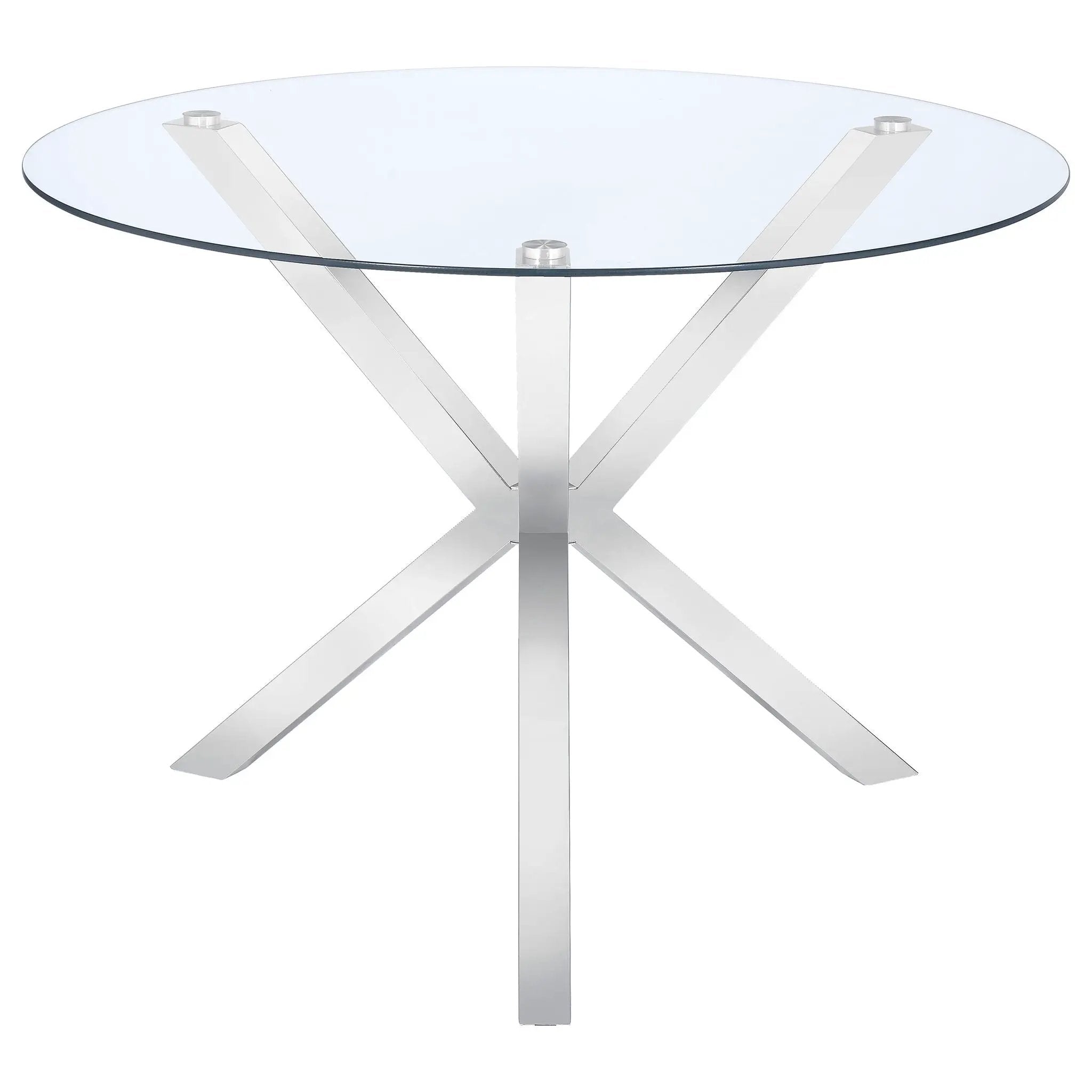 Vance Round 41-inch Glass Top Asterisk Dining Table Chrome by Unique Piece Furniture
