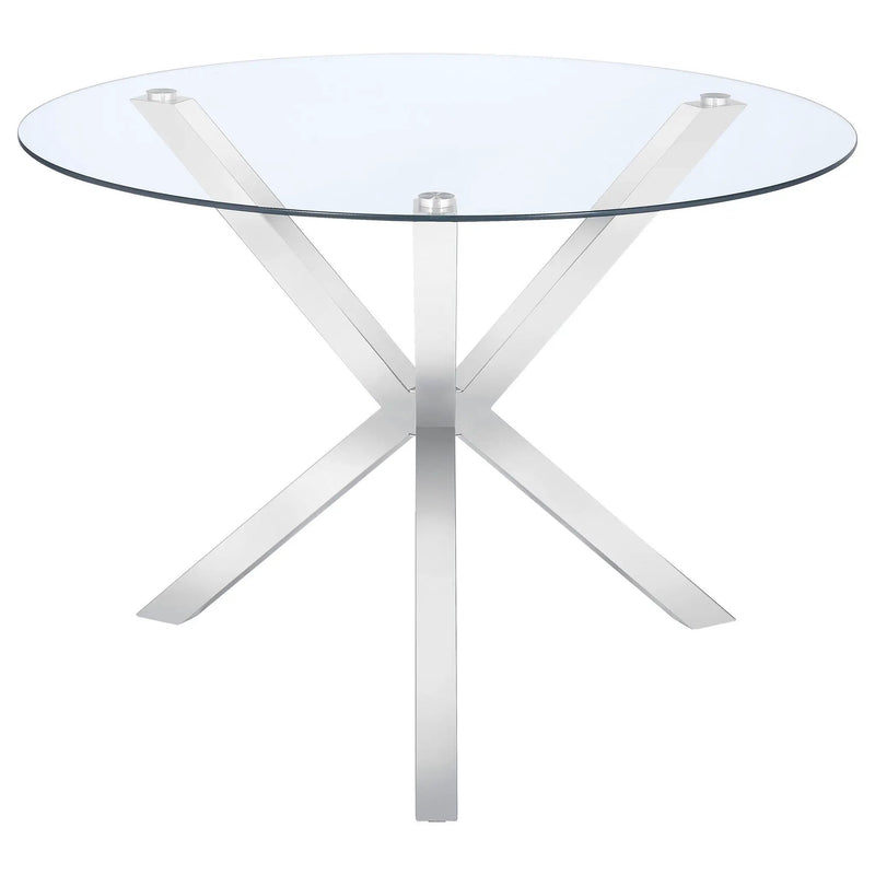 Vance Round 41-inch Glass Top Asterisk Dining Table Chrome by Unique Piece Furniture