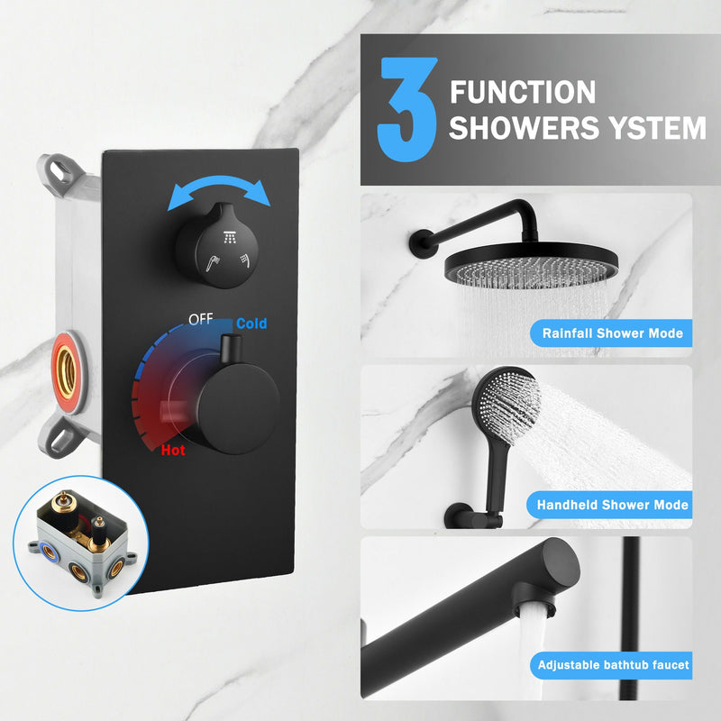 10" Shower System Set With Control Valve And Overhead Shower by HouseOfZazla