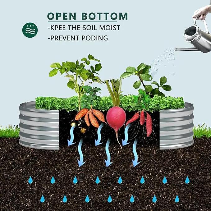 zizin Galvanized Raised Garden Bed Metal Oval Raised Garden Beds Outdoor Planter Box for Vegetables (6x3x1.3FT, Silver) by GreenHaven Gardens