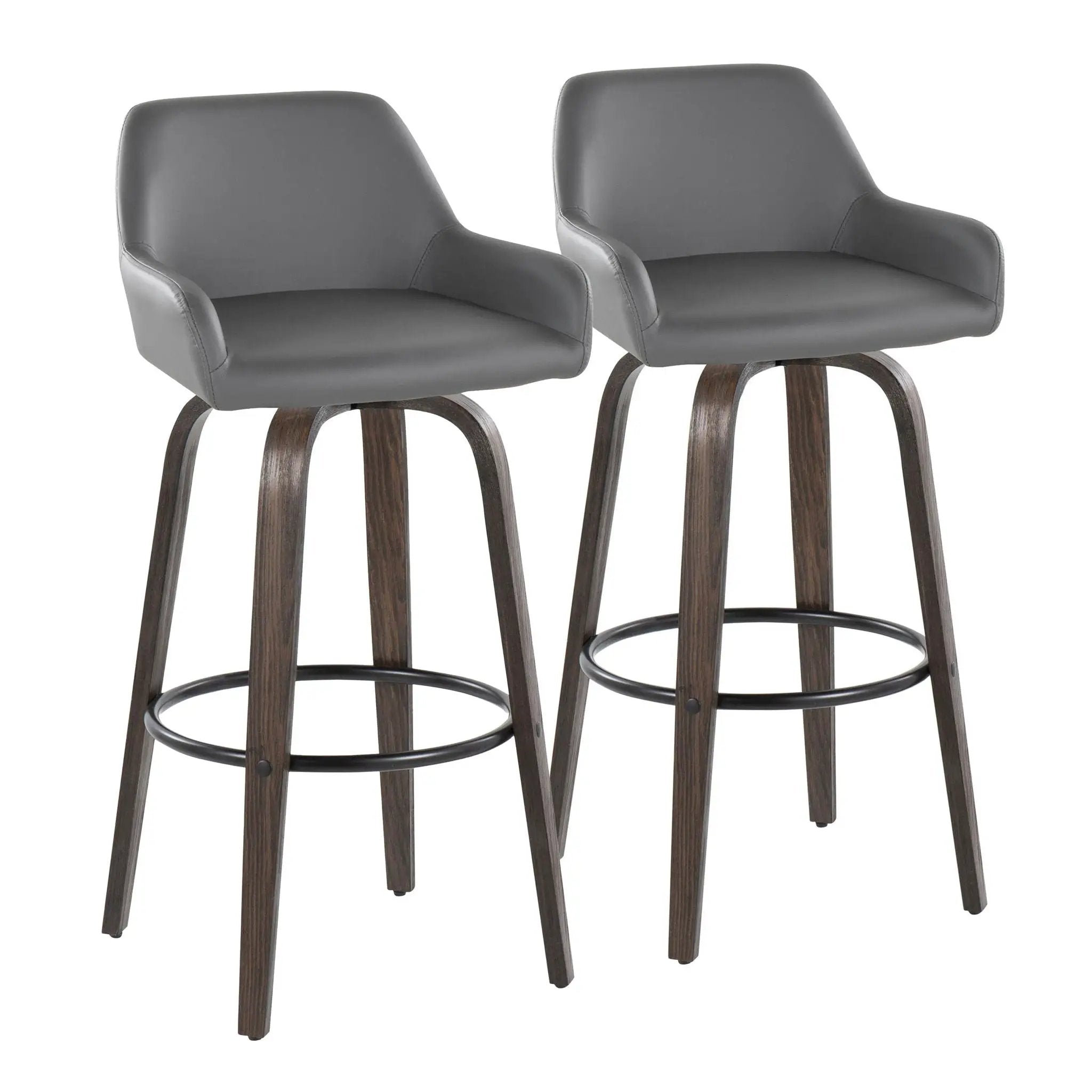Daniella - Contemporary Fixed Height, Barstool With Swivel With Round Footrest (Set of 2) by HouseOfZazla