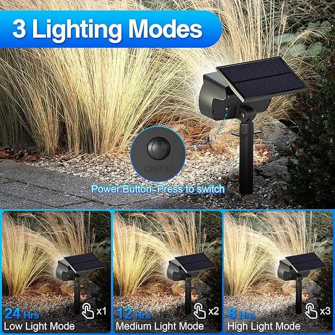 108 LED Solar Spot Lights Outdoor - IP65 Waterproof, 3 Modes Landscape Spotlights with Large Solar Panel - Cool White, 6 Pack by GreenHaven Gardens