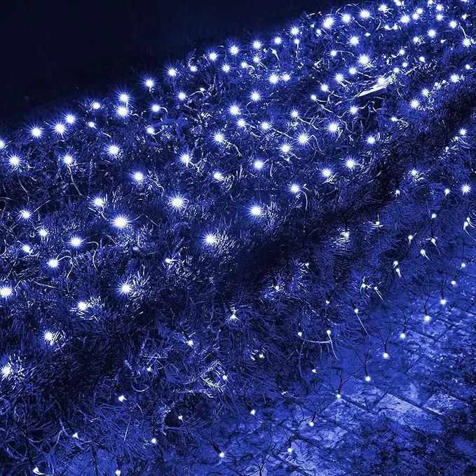 Dazzle Bright Christmas Net Lights, 360 LED 12FT x 5 FT Green Wire Waterproof Connectable String Lights with 8 Modes, Christmas Outdoor Lights for Bushes Garden Party Wedding Holiday Decoration (Blue) by GreenHaven Gardens
