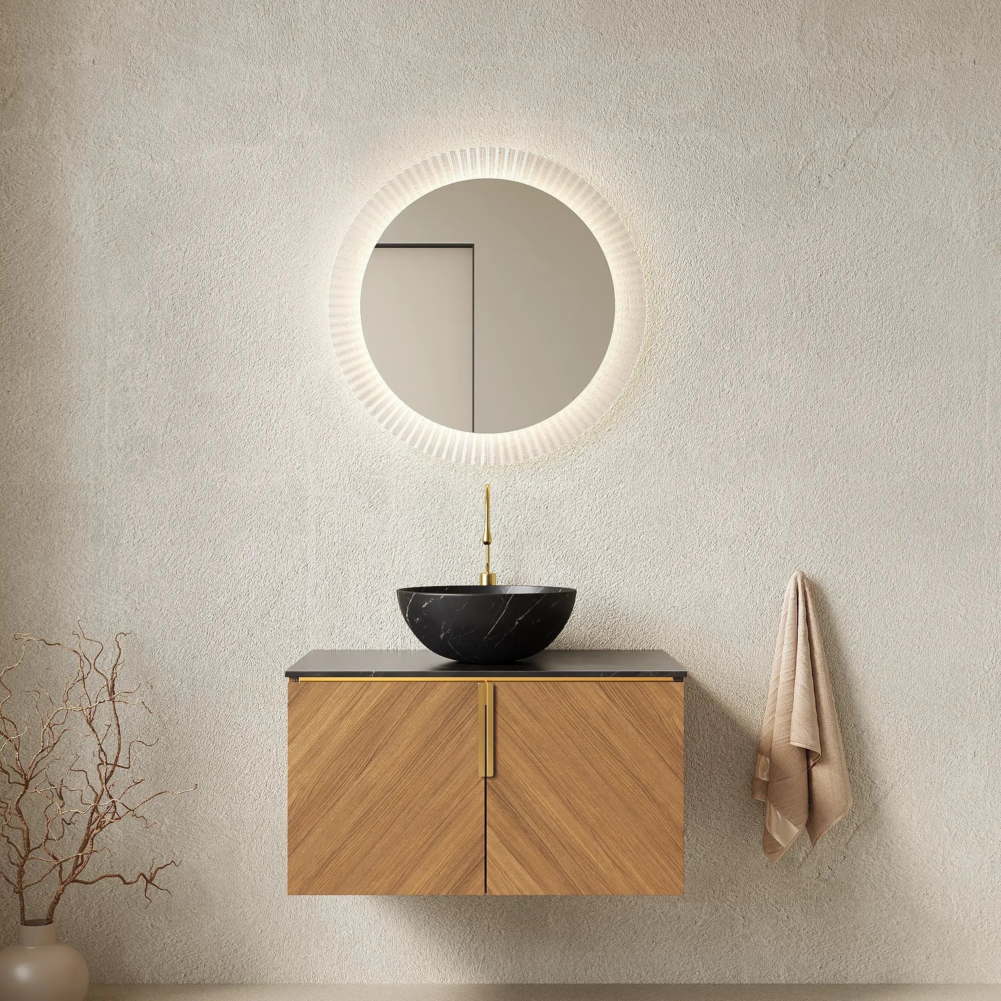 ARAI 30" Bathroom Vanity & Sink, Floating Plywood Storage Cabinet with 2 Doors by HouseOfZazla