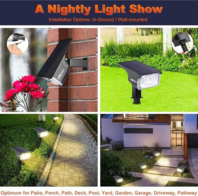 40 LEDs Spotlights,IP65 Waterproof Solar Powered Landscape Spotlights 2-in-1 Wall Light, Outdoor Landscaping Lights Auto On/Off for Yard Garden 2Pack Warm-White by GreenHaven Gardens