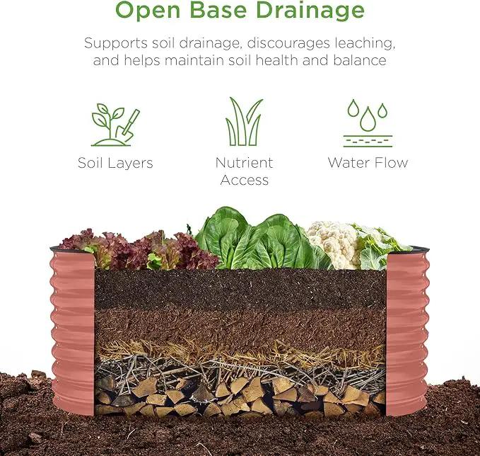 Best Choice Products 4x2x2ft Outdoor Metal Raised Garden Bed, Oval Deep Root Planter Box for Vegetables, Flowers, Herbs, and Succulents w/ 101 Gallon Capacity, Rubber Edge Guard - Terracotta by GreenHaven Gardens