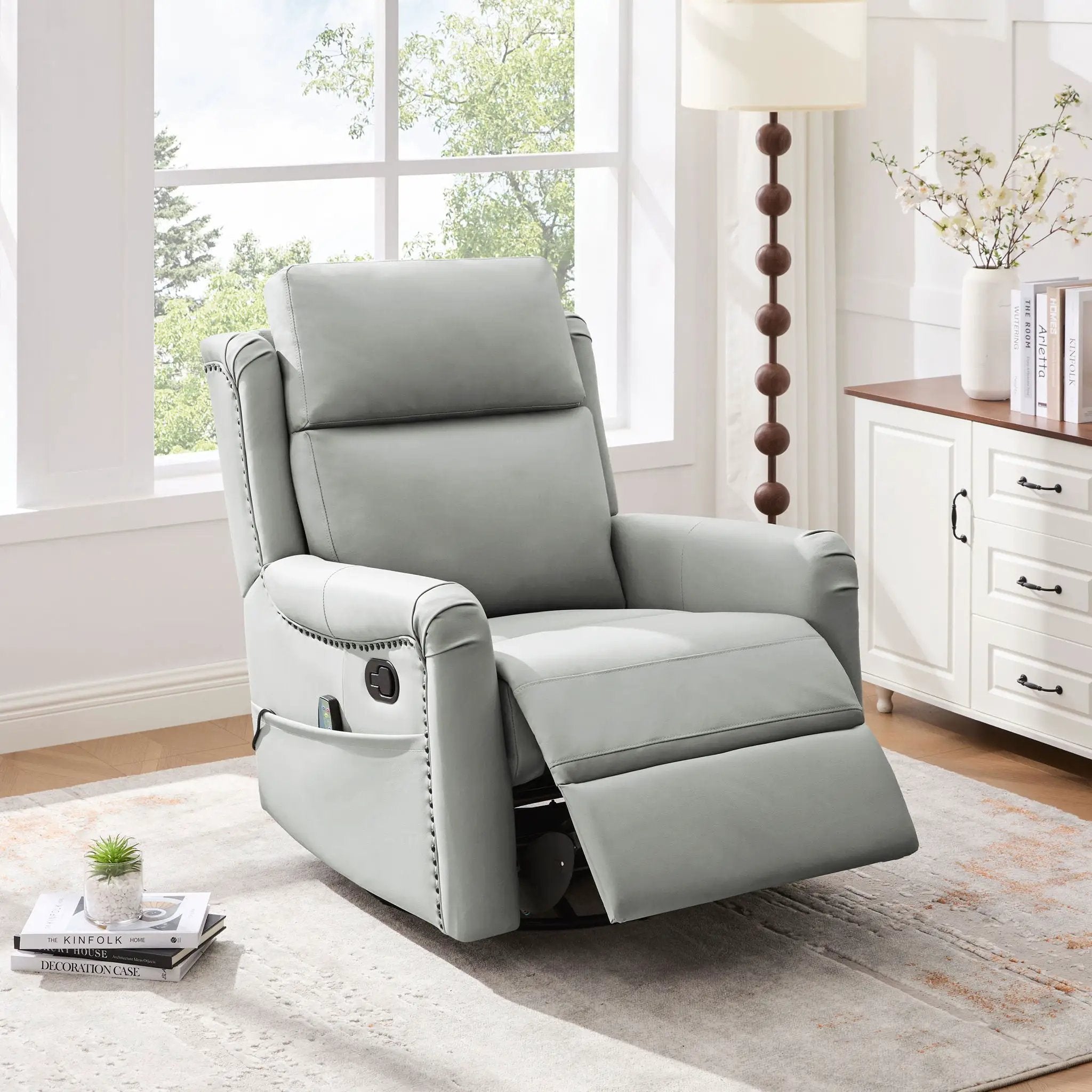 Manual Recliner Swivel Rocking Chair With 8-Point Massage and Heating by HouseOfZazla