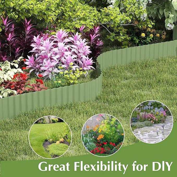 Metal Garden Edging Border, Corrugated Steel Landscaping, DIY for Lawn (Green, 6 Inch x 40FT) by GreenHaven Gardens