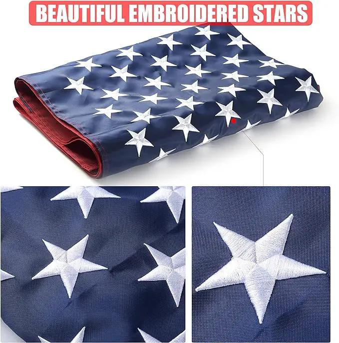 American Flag 12x18 Outside, US Flags for Outdoor Indoor, Heavy Duty Durable, Deluxe Embroidered Stars, Brass Grommets, Sewn Stripes, Vivid Color, Fade Resistant and waterproof by GreenHaven Gardens