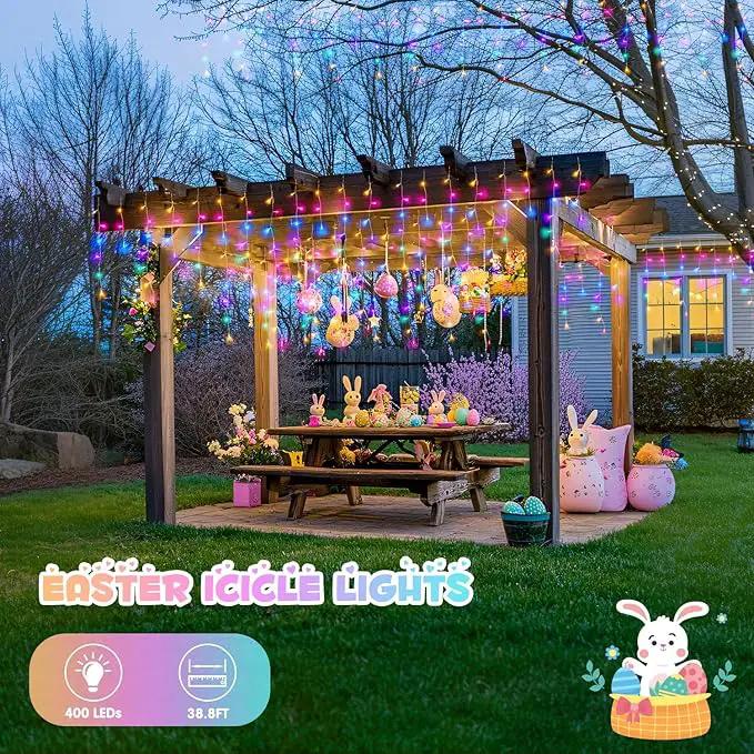 JMEXSUSS 400 LED 38.8 FT Easter Lights String Outdoor, Connectable Pastel Icicle Lights Indoor Outdoor for Easter Spring House Garden Party Decorations by GreenHaven Gardens